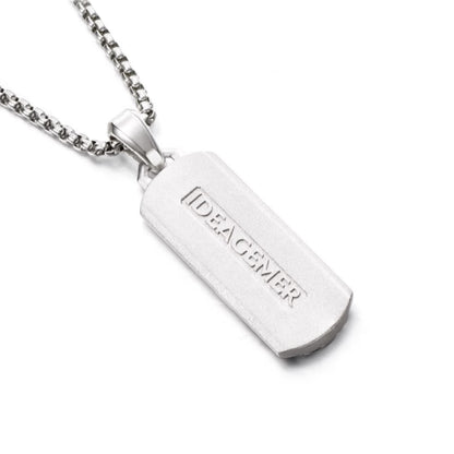 Sterling Silver Iced Bar Pendant – White Gold Finish
