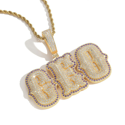 Custom Iced Out Two-Tone Name Pendant – Gold Finish