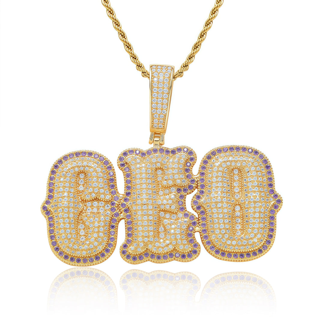 Custom Iced Out Two-Tone Name Pendant – Gold Finish