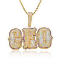 Custom Iced Out Two-Tone Name Pendant – Gold Finish