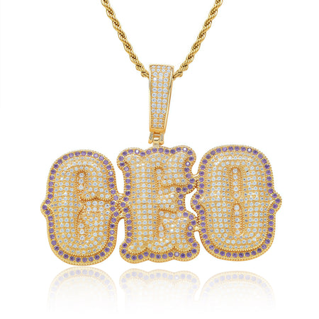 Custom Iced Out Two-Tone Name Pendant – Gold Finish