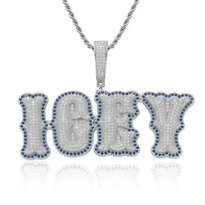 Custom Iced Out Two-Tone Name Pendant – Gold Finish