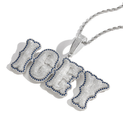 Custom Iced Out Two-Tone Name Pendant – Gold Finish