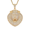 Iced Out Lion Head Pendant – 14K Gold Finish