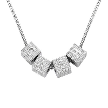 Custom Iced Dice Letter Name Pendant – Gold Finish