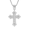 Iced Out Baguette Cross Pendant – Silver Finish