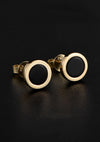 7.7mm 18K Gold Black Agate Stud Earrings