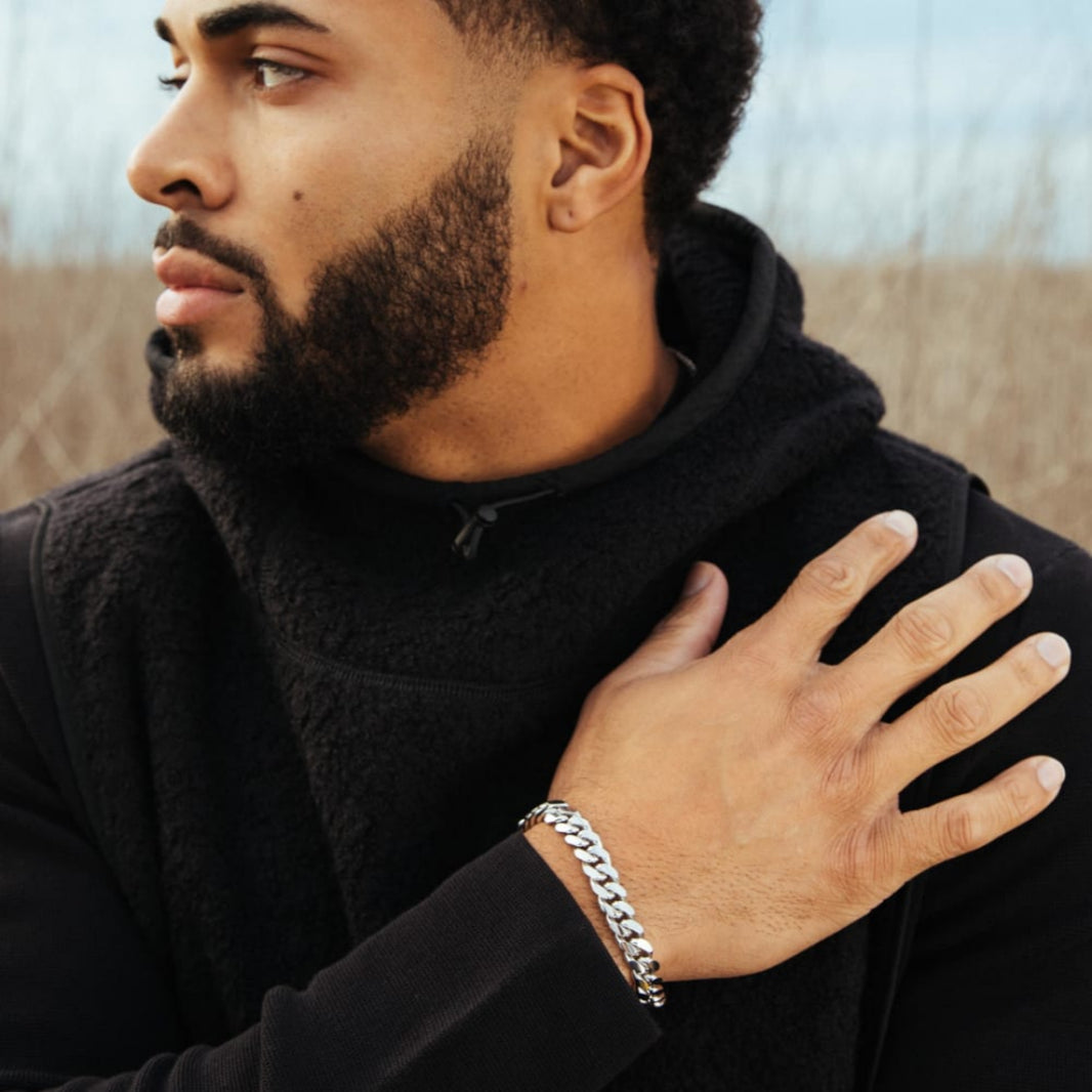 10mm Iced Cuban Link Bracelet – Silver Finish