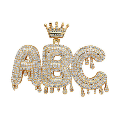 Custom Iced Out Drip Letter Name Pendant – Gold Finish