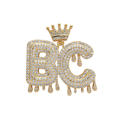 Custom Iced Out Drip Letter Name Pendant – Gold Finish