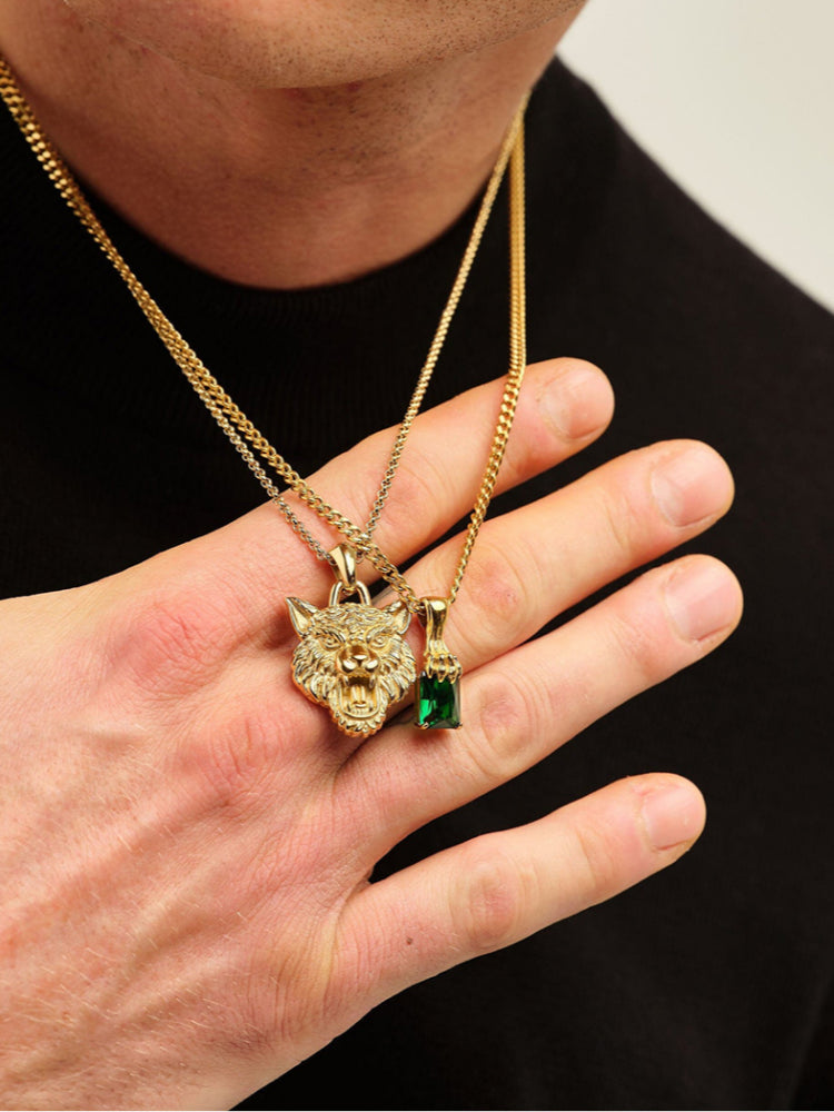 Gold-Plated S925 Emerald Amulet Pendant