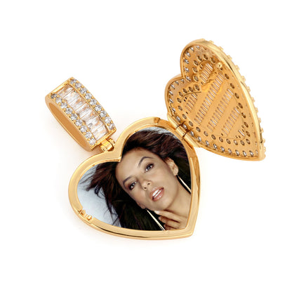 Iced Out Flip Heart Pendant – Rose Gold Finish