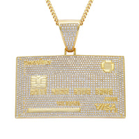 Iced Out Credit Card Pendant – 14K Gold Finish