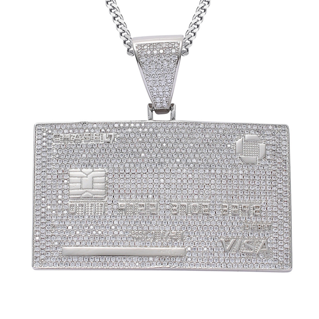 Iced Out Credit Card Pendant – Silver Finish