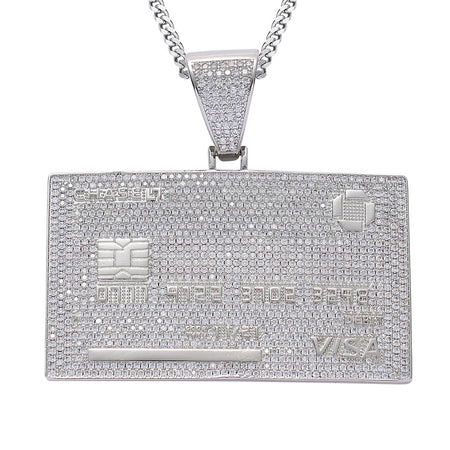 Iced Out Credit Card Pendant – Silver Finish