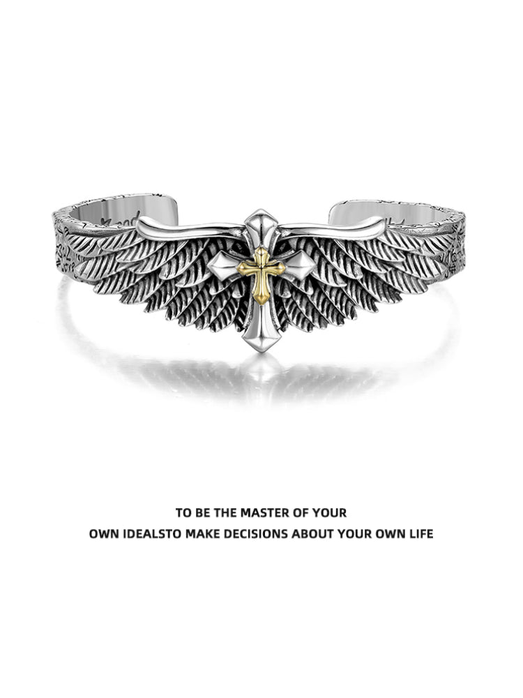 IDEAGEMER | Angel Cross Cuff Bracelet