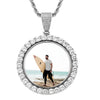 42mm Gold Plated Two-Sided Rotating Custom Photo Round Pendant with 5A CZ