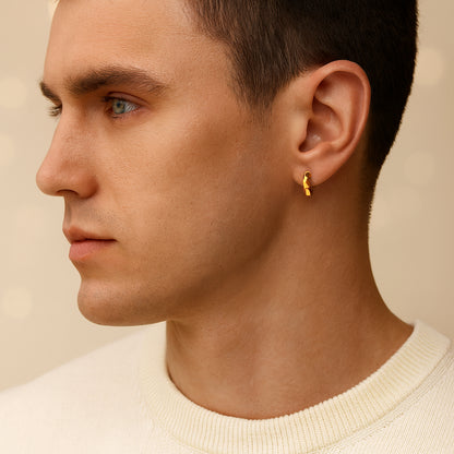 Sterling Silver Faceted Hoop Earrings – 14K Gold Finish