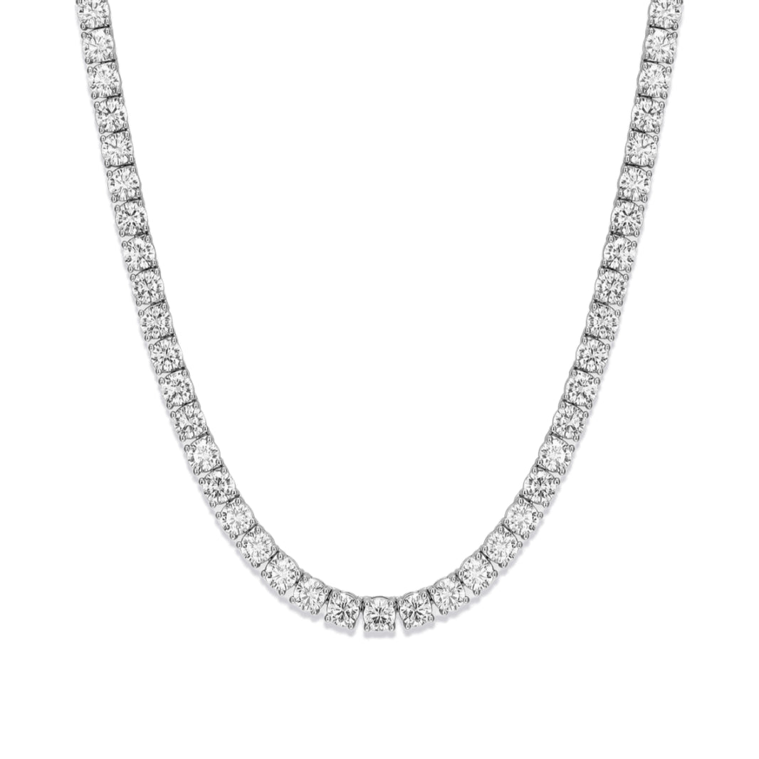 5mm 925 Sterling Silver Moissanite Tennis Chain – White Gold Finish
