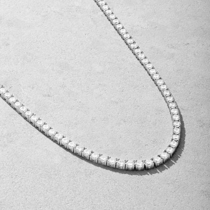 5mm 925 Sterling Silver Moissanite Tennis Chain – White Gold Finish