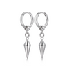 Sterling Silver Spiked Drop Hoop Earrings – Rhodium Finish