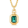 Sterling Silver Emerald Pendant – 14K Gold Finish