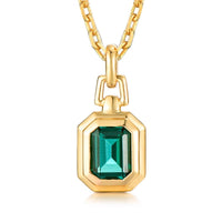 Sterling Silver Emerald Pendant – 14K Gold Finish