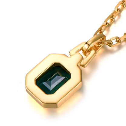 Sterling Silver Emerald Pendant – 14K Gold Finish