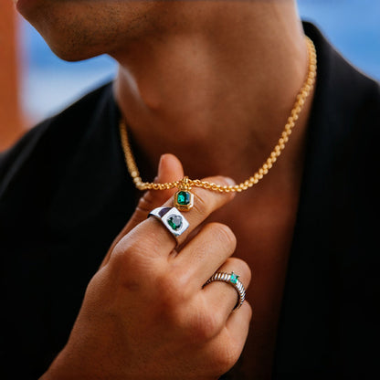 Sterling Silver Emerald Pendant – 14K Gold Finish