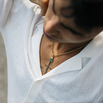 Sterling Silver Emerald Pendant – 14K Gold Finish