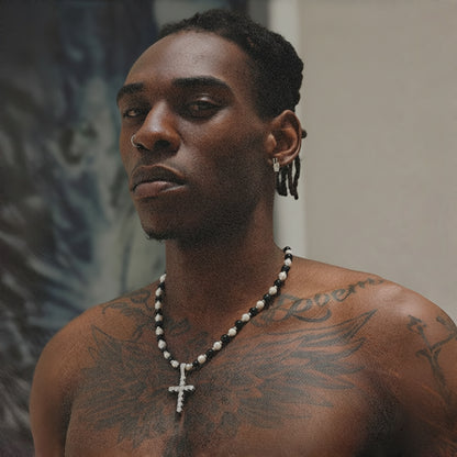 Pearl Tiger’s Eye Cross Pendant – Silver Finish