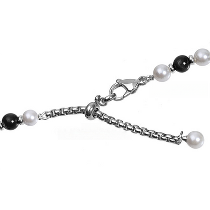 Pearl Tiger’s Eye Cross Pendant – Silver Finish