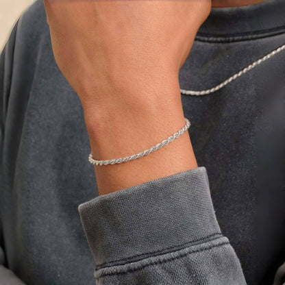 3mm Rope Chain Set – Silver Finish