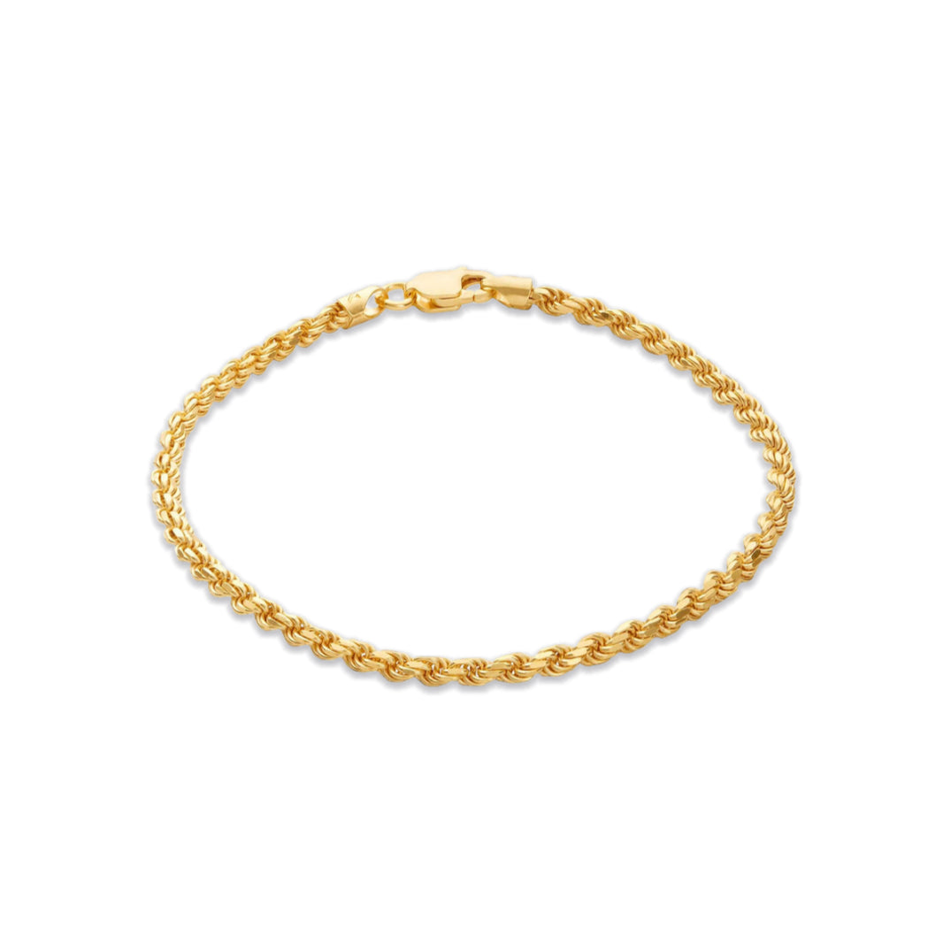 3mm Rope Bracelet – Gold Finish