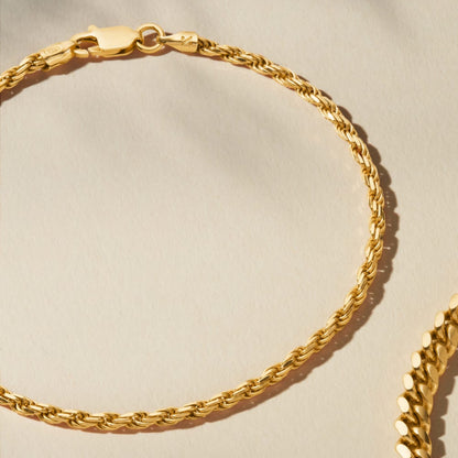 3mm Rope Bracelet – Gold Finish