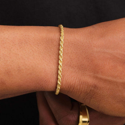 3mm Rope Bracelet – Gold Finish