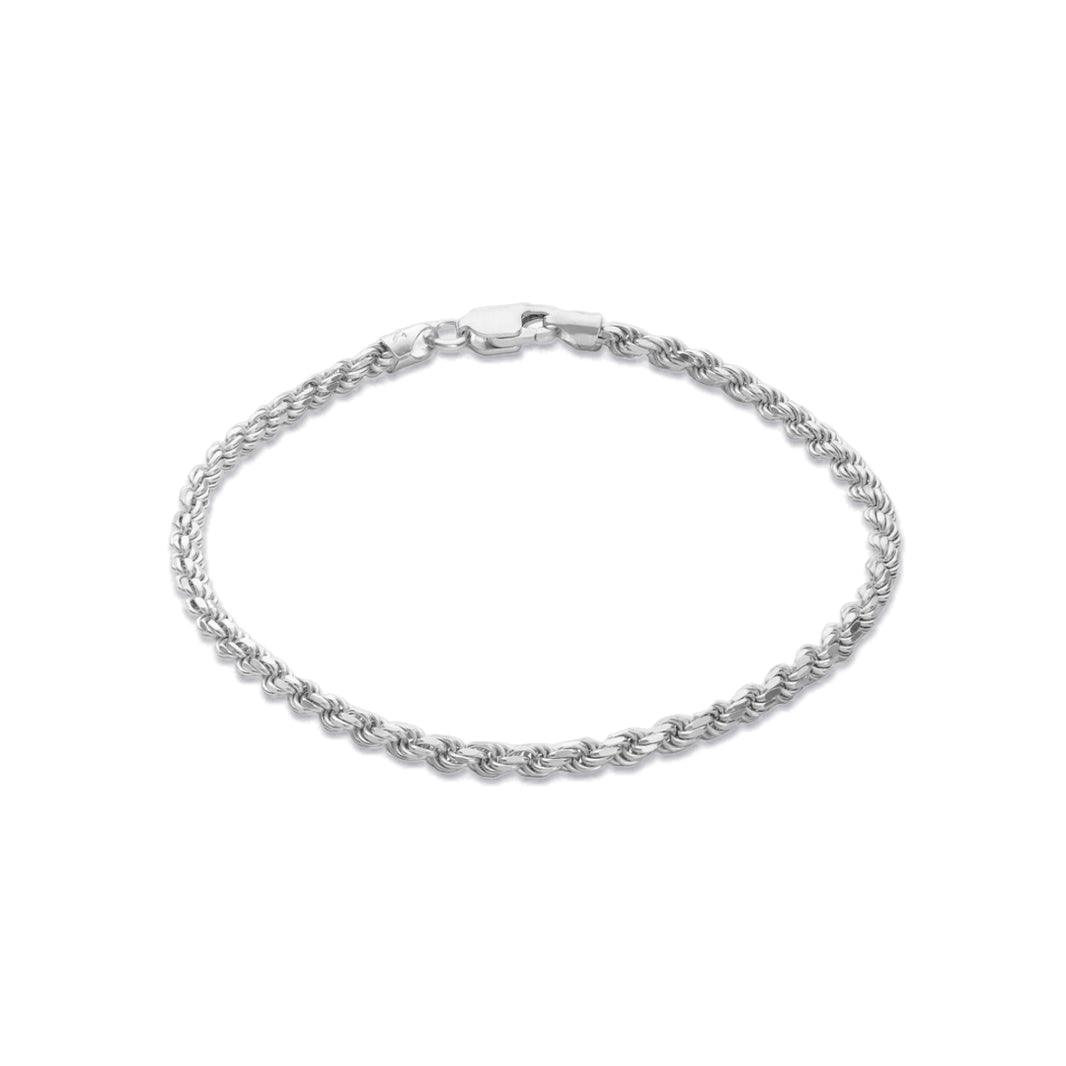 3mm Rope Bracelet – Silver Finish