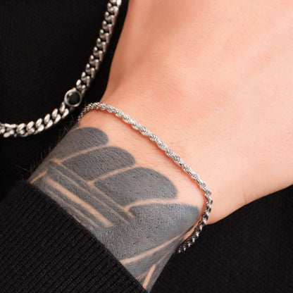 3mm Rope Bracelet – Silver Finish