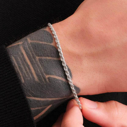 3mm Rope Bracelet – Silver Finish