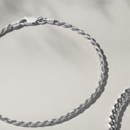 3mm Rope Chain Set – Silver Finish