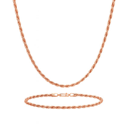 3mm Rope Chain Set – Silver Finish