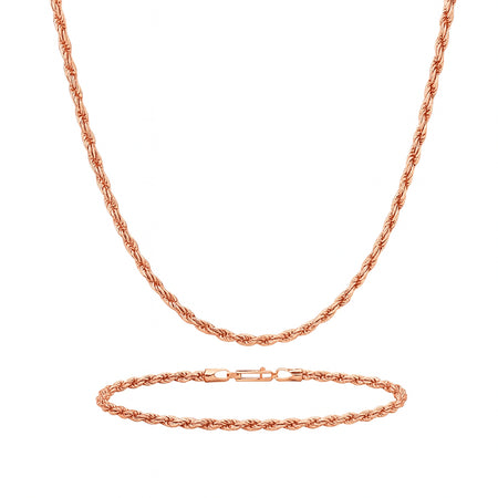 3mm Rope Chain Set – Rose Gold Finish