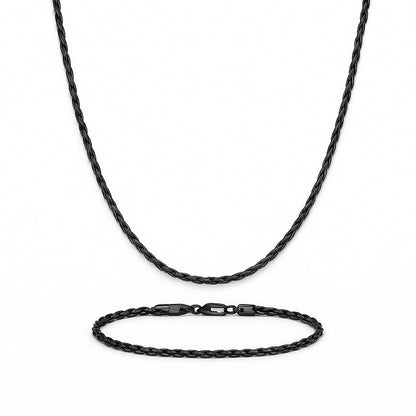 3mm Rope Chain Set – Silver Finish