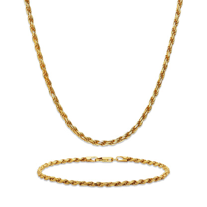 3mm Rope Chain Set – Silver Finish