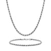 3mm Rope Chain Set – Silver Finish