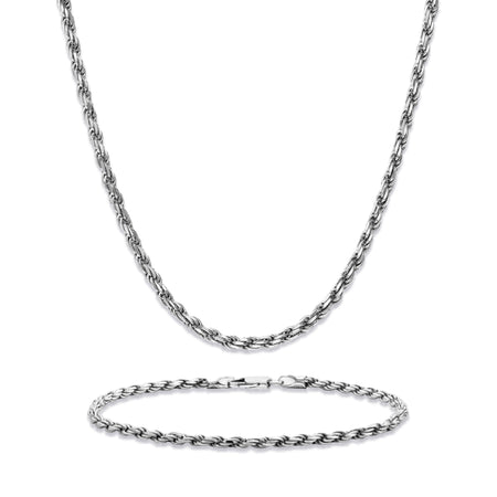3mm Rope Chain Set – Silver Finish